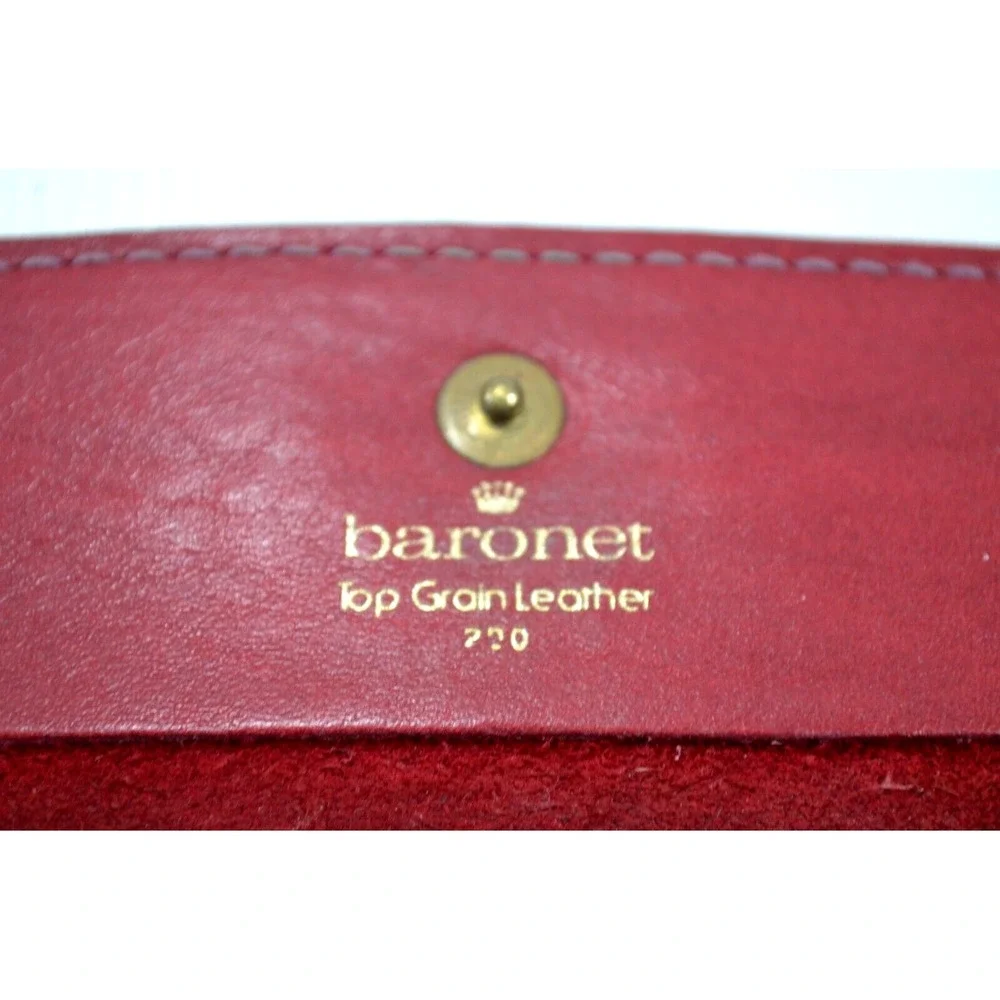 Vintage Womens Baronet Genuine Leather Wallet Red With Checkbook Notes Coin Slot
